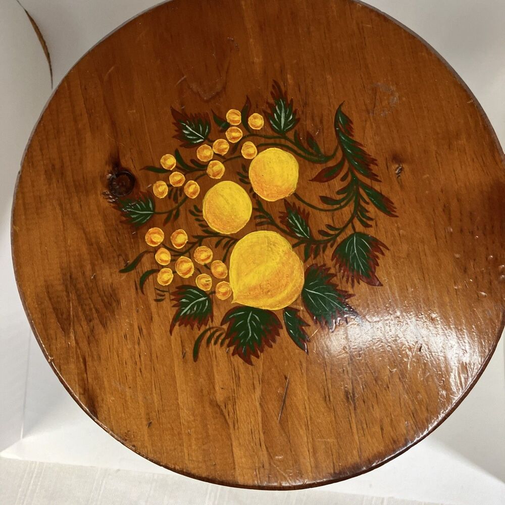 Vintage Walpole Woodworkers Hand Painted Milking Stool Cedar Wood Plant Stand - Picture 2 of 7